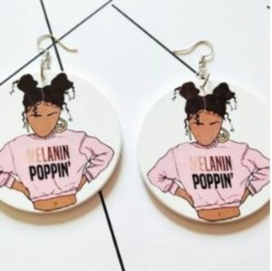 Melanin popping beautiful Earrings wooden style